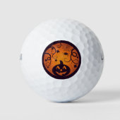 Halloween Jack o lantaarn pompoen gezicht en spin Golfballen (Voorkant)