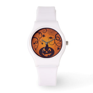 Halloween Jack o lantaarn pompoen gezicht en spin Horloge
