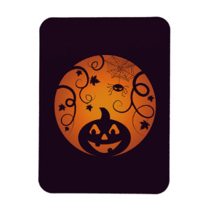 Halloween Jack o lantaarn pompoen gezicht en spin Magneet
