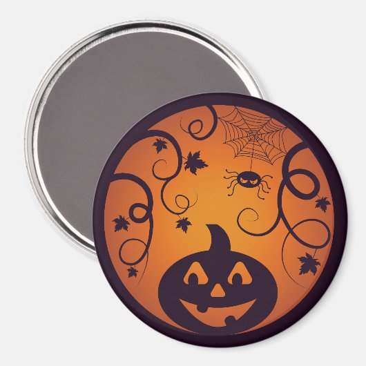 Halloween Jack o lantaarn pompoen gezicht en spin Magneet (Voorkant / Achterkant)