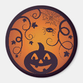 Halloween Jack o lantaarn pompoen gezicht en spin Magneet (Voorkant)