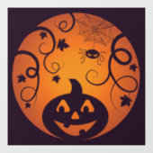 Halloween Jack o lantaarn pompoen gezicht en spin Raamsticker (Vel)