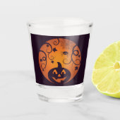 Halloween Jack o lantaarn pompoen gezicht en spin Shot Glas (Voorkant)