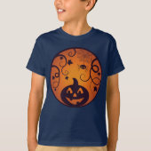Halloween Jack o lantaarn pompoen gezicht en spin T-shirt (Voorkant)