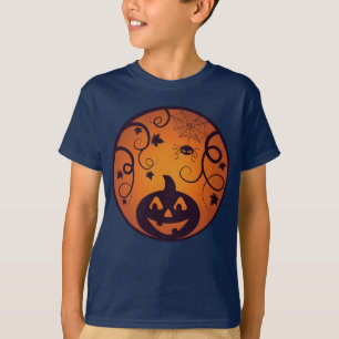 Halloween Jack o lantaarn pompoen gezicht en spin T-shirt