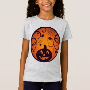 Halloween Jack o lantaarn pompoen gezicht en spin T-shirt
