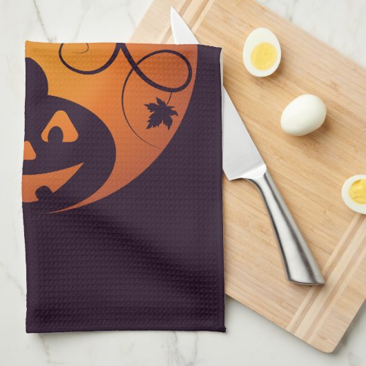 Halloween Jack o lantaarn pompoen gezicht en spin Theedoek (Quarter Fold)