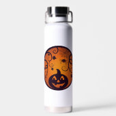 Halloween Jack o lantaarn pompoen gezicht en spin Waterfles (Achterkant)