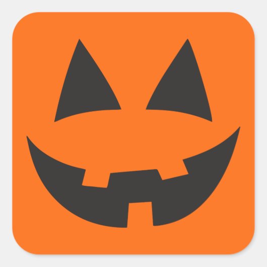 Halloween Jack-O-lantaarn Pompoen Gezicht Sihouett Vierkante Sticker (Voorkant)