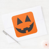 Halloween Jack-O-lantaarn Pompoen Gezicht Sihouett Vierkante Sticker (Envelop)