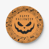 Halloween Jack O lantaarn pompoen griezelig gezich Papieren Bordje (Voorkant)