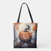 Halloween Jack O' Lantaarn Pompoen Tote Bag (Achterkant)