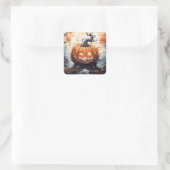 Halloween Jack O' Lantaarn Pompoen Vierkante Sticker (Tas)