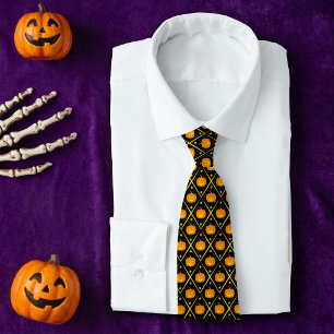 Halloween Jack o’ Lantaarn Pompoenen met Sterren Stropdas