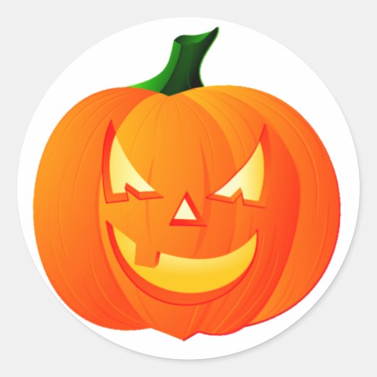 HALLOWEEN JACK-O-LANTAARN ~~ RONDE STICKER (Voorkant)