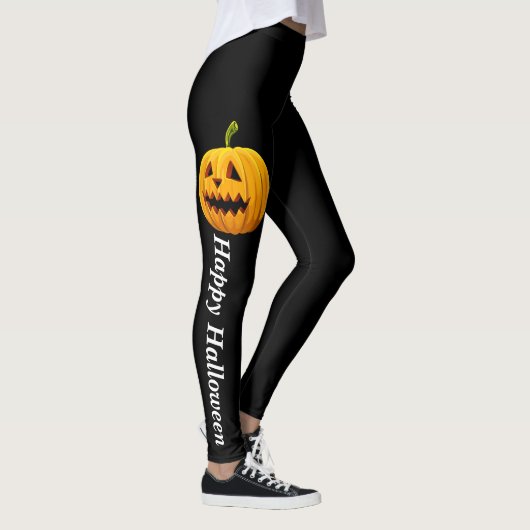 Halloween Jack O lantaarn Sinaasappel zwarte pompo Leggings (Rechts)