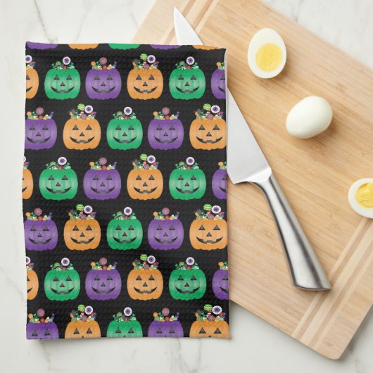 Halloween Jack O lantaarn Snoep emmer Theedoek (Quarter Fold)