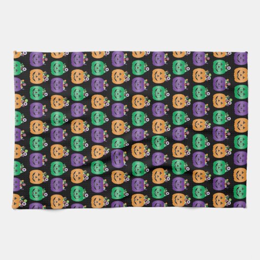 Halloween Jack O lantaarn Snoep emmer Theedoek (Horizontaal)