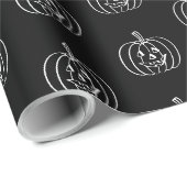 Halloween jack o lantaarn zwart wit patroon cadeaupapier (Rol Hoek)