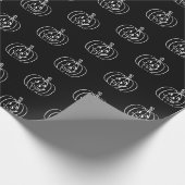 Halloween jack o lantaarn zwart wit patroon cadeaupapier (Hoek)