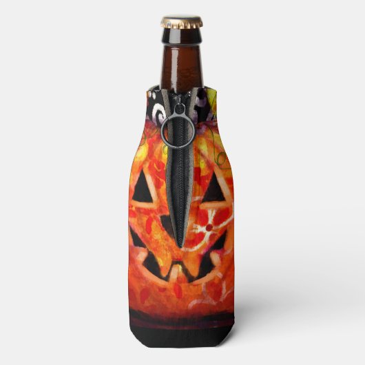 Halloween Jack-O-Lantern Abstract Flesjeskoeler (Fles Achterkant)