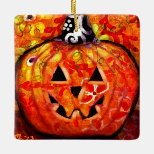 Halloween Jack-O-Lantern Abstract Keramisch Ornament (Voorkant)
