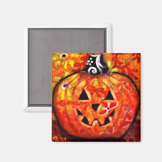 Halloween Jack-O-Lantern Abstract Magneet (Voorkant / Achterkant)