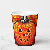 Halloween Jack-O-Lantern Abstract Sinaasappel Papieren Bekers (Voorkant)