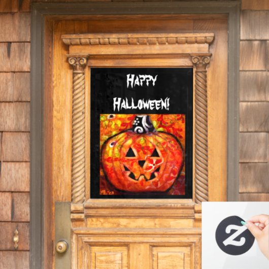 Halloween Jack-O-Lantern Abstract Sinaasappel Raamsticker (Huis Deur)