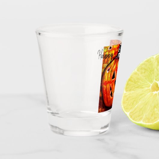 Halloween Jack-O-Lantern Abstract Sinaasappel Shot Glas (Links)