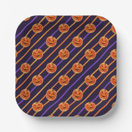 Halloween Jack-O-Lantern Black Striped Papieren Bordje