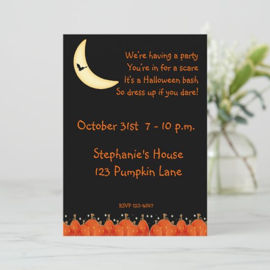 Halloween Jack-O-Lantern Border Invitation Kaart (Staand voorkant)