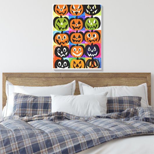 Halloween Jack-o-Lantern Canvas Afdruk (Insitu (Slaapkamer))