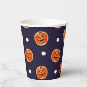 Halloween Jack-O-Lantern Cookie Navy Polka Dots Papieren Bekers (Achterkant)