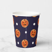 Halloween Jack-O-Lantern Cookie Navy Polka Dots Papieren Bekers (Rechts)