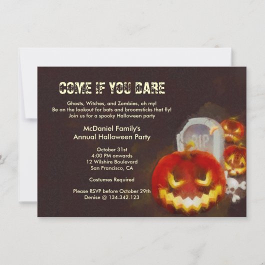 Halloween Jack O' Lantern Costume Party Invitation Kaart (Voorkant)