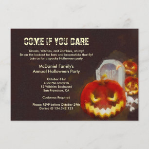 Halloween Jack O' Lantern Costume Party Invitation Kaart