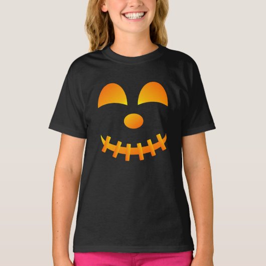 Halloween Jack-o'-lantern Cute Face Girl's T-Shirt (Voorkant)