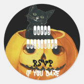 HALLOWEEN Jack O' Lantern en Black Cat Ronde Sticker (Voorkant)