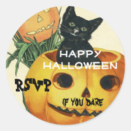HALLOWEEN Jack O' Lantern en Black Cat Vierkante Sticker