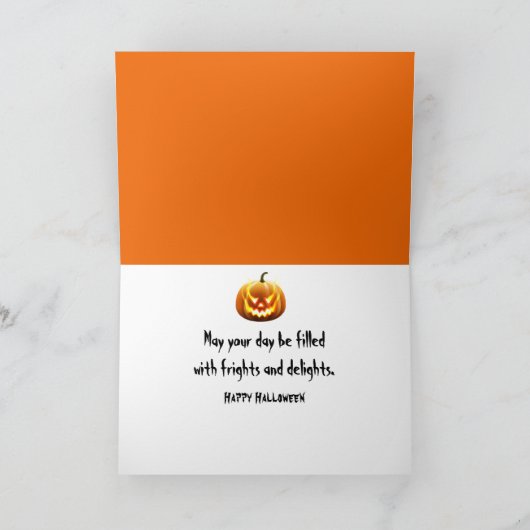 Halloween Jack-o-Lantern en Cat In Barn Feestdagen Kaart (Binnen)