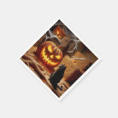 Halloween Jack-o-Lantern en Cat In Barn Servet (Hoek)