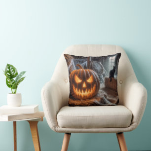 Halloween Jack-o-Lantern en Zwarte Kat Kussen