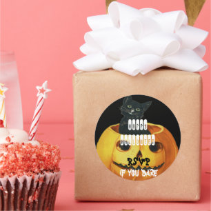 HALLOWEEN Jack O' Lantern en Zwarte Kat Ronde Sticker