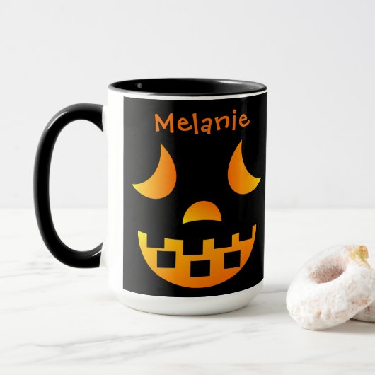 Halloween Jack-o'-lantern Face Combo Mok (Met donut)