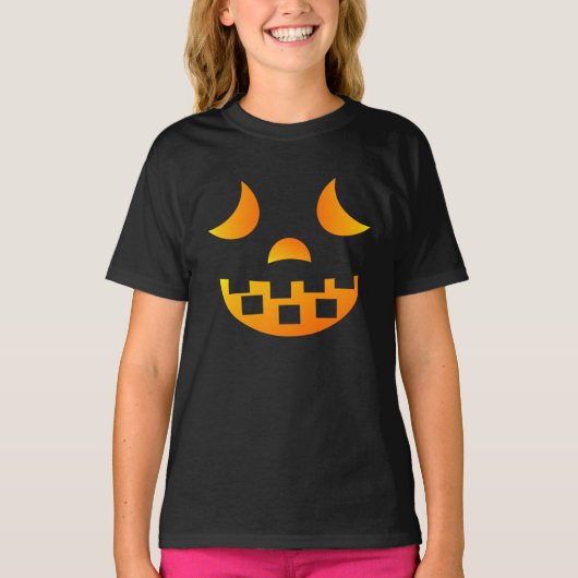 Halloween Jack-o'-lantern Face Girl's T-Shirt (Voorkant)
