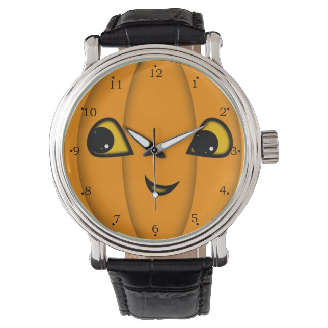 Halloween Jack-o-Lantern Face Horloge (Voorkant)