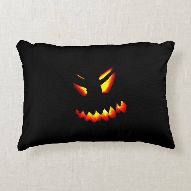 Halloween Jack-O-Lantern face Pillow 2-side print Accent Kussen (Voorkant)