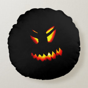 Halloween Jack-O-Lantern Face Pillow 2 Sided print Rond Kussen