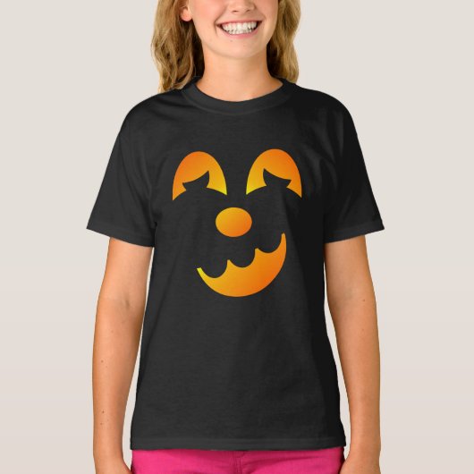 Halloween Jack-o'-lantern Funny Face Girl's T-shirt (Voorkant)